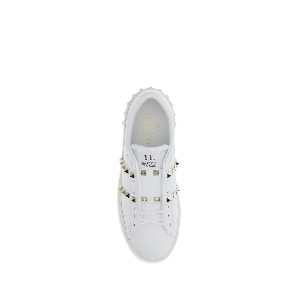 Valentino Garavani White Calf Leather Bos Taurus Platform Sneakers