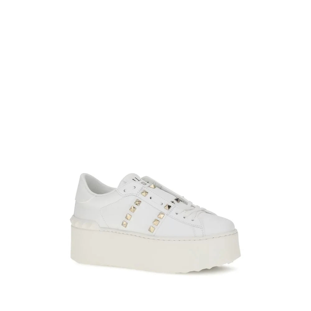 Valentino Garavani White Calf Leather Bos Taurus Platform Sneakers