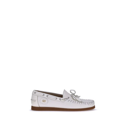 Valentino Garavani White Calf Leather Bos Taurus Slip-On Loafers