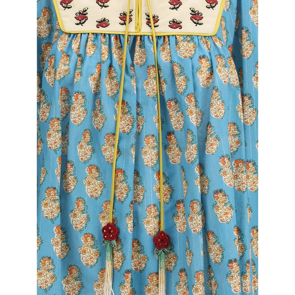 Valentino Petales D’Amour Print Blouse with Embroidered Tassels