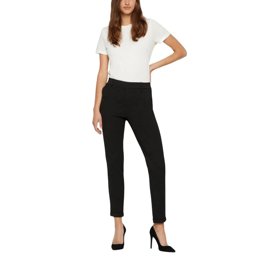 Vero Moda Black Polyester Casual Pants