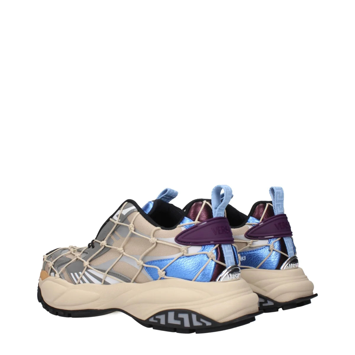 Versace Beige Sneakers with Signature Logo for Stylish Clothing Fans