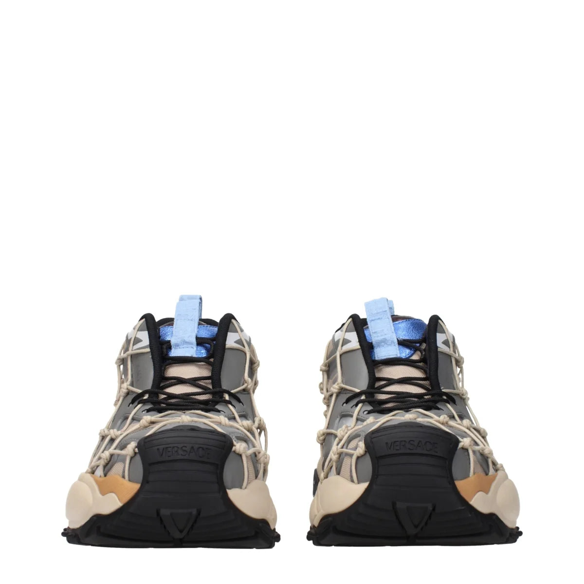 Versace Beige Sneakers with Signature Logo for Stylish Clothing Fans