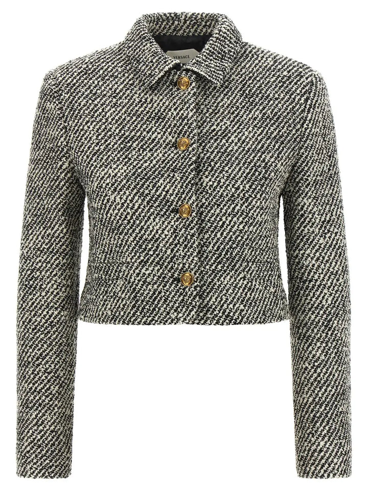 Versace Bicolor Virgin Wool Full-length Jacket
