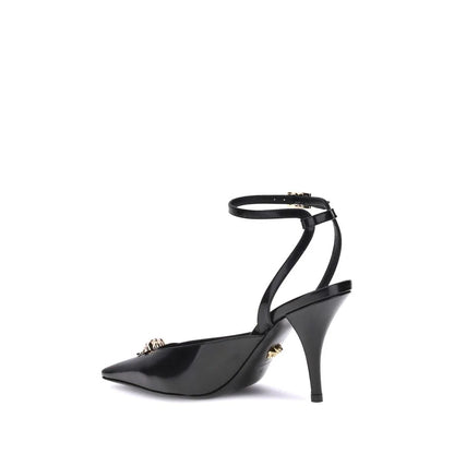 Versace Black Calf Leather Bos Taurus High Heel Pumps