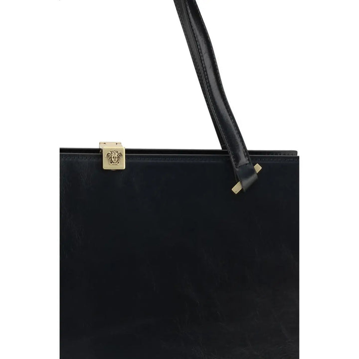 Versace Black Calf Leather Bos Taurus Shoulder Bag