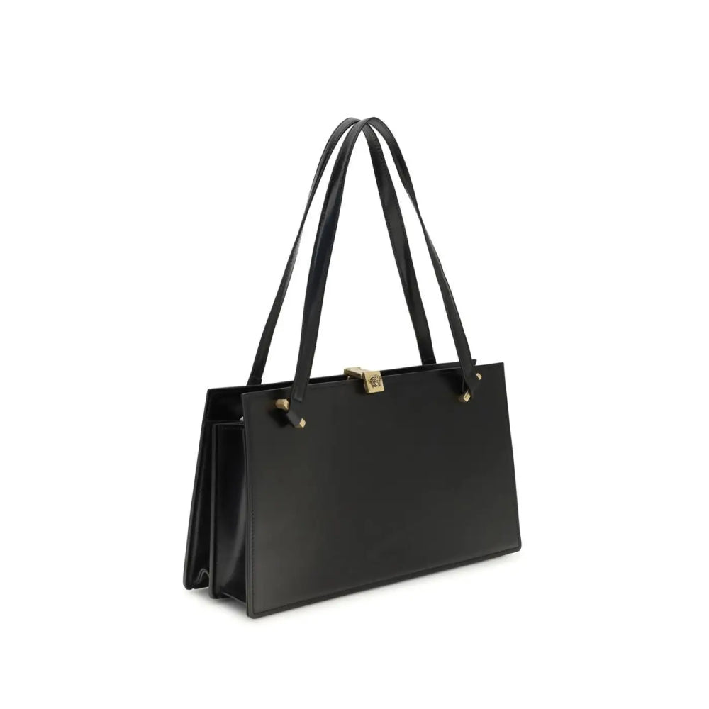 Versace Black Calf Leather Bos Taurus Shoulder Bag