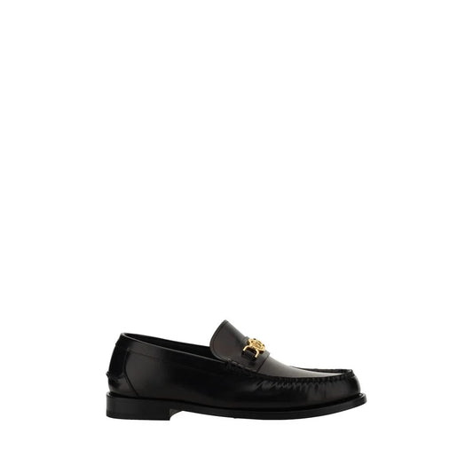 Versace Black Calf Leather Bos Taurus Slip-On Loafers