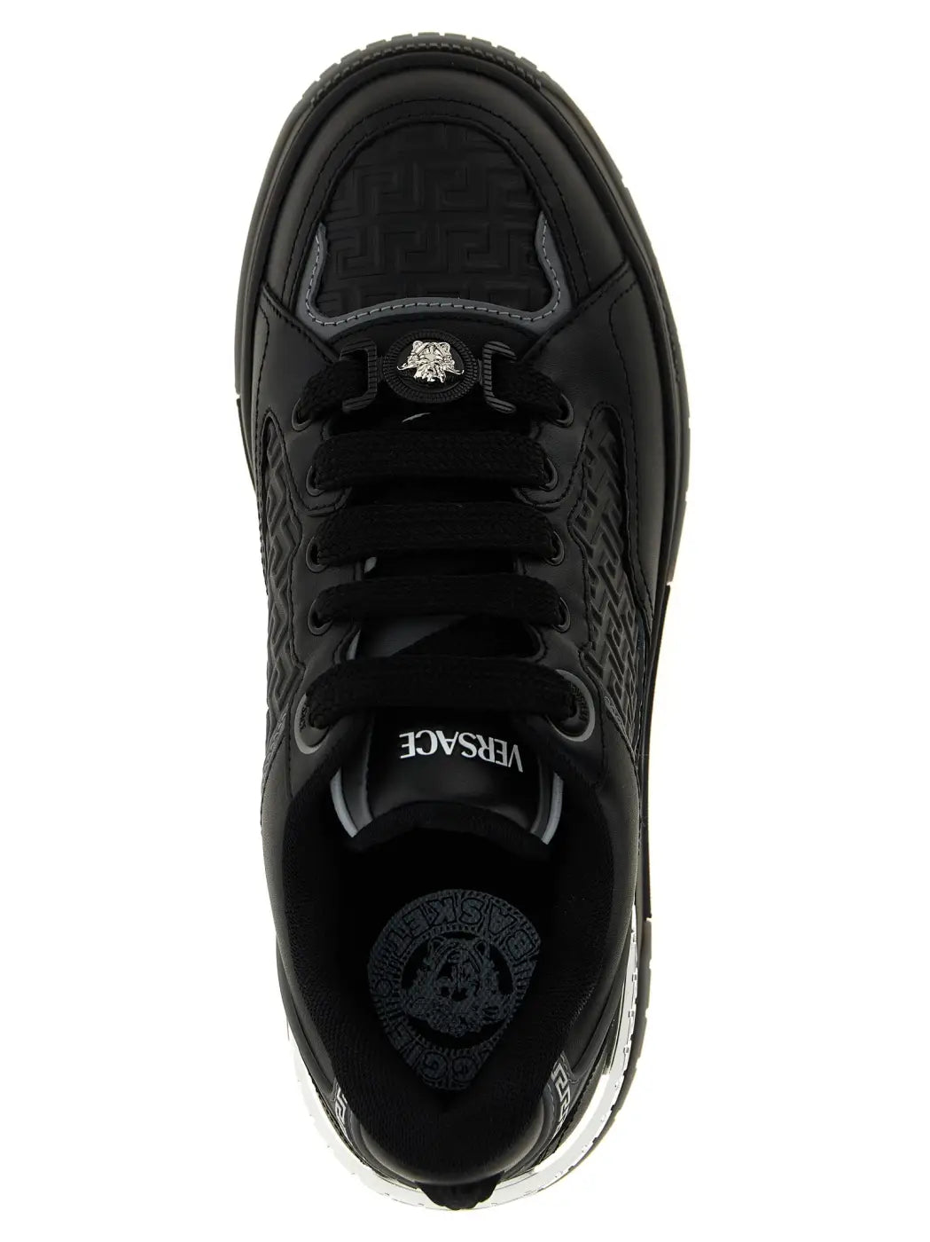 Versace Black Calfskin Athletic Sneakers