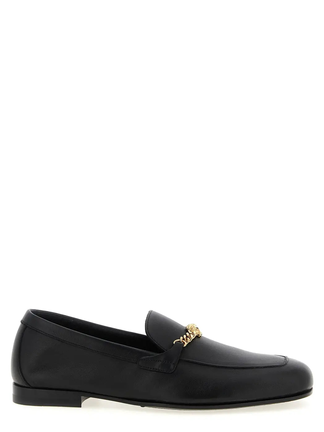 Versace Black Calfskin Slip-on Loafers
