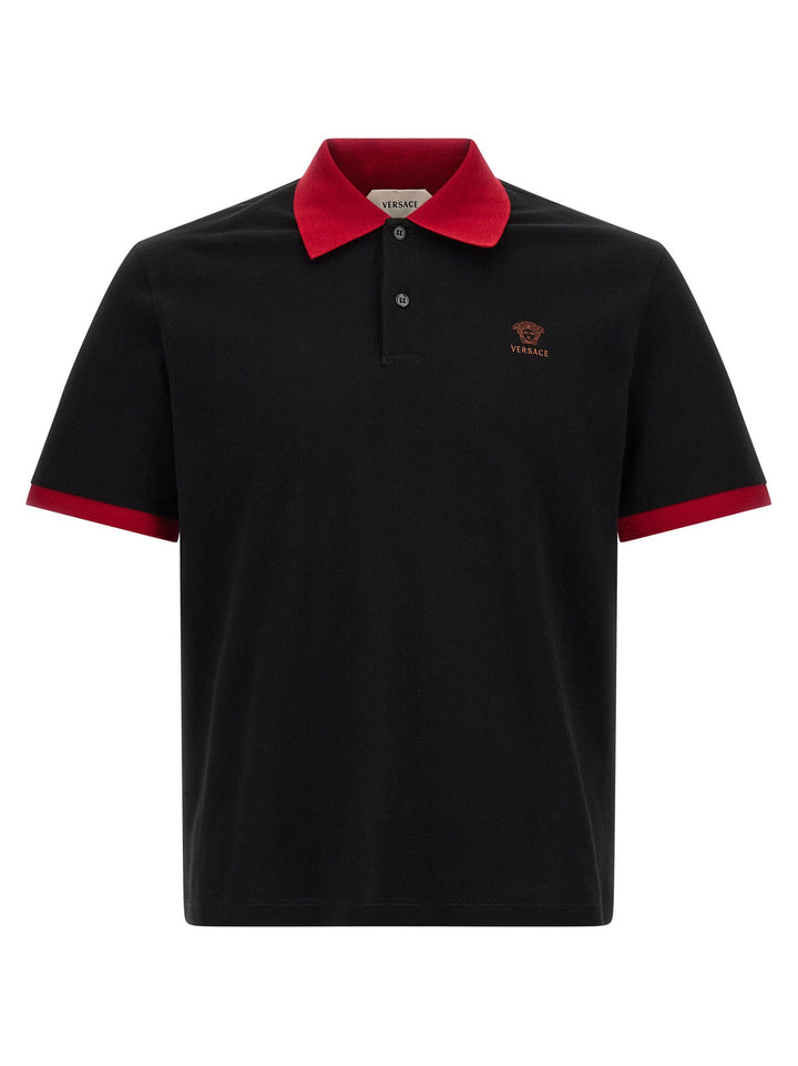 Versace Black Cotton Polo Shirt