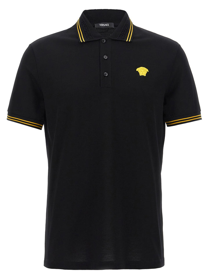 Versace Black Cotton Polo Shirt