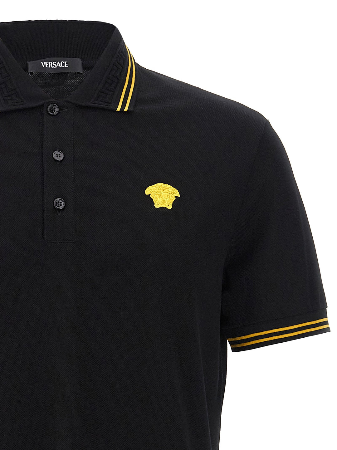 Versace Black Cotton Polo Shirt