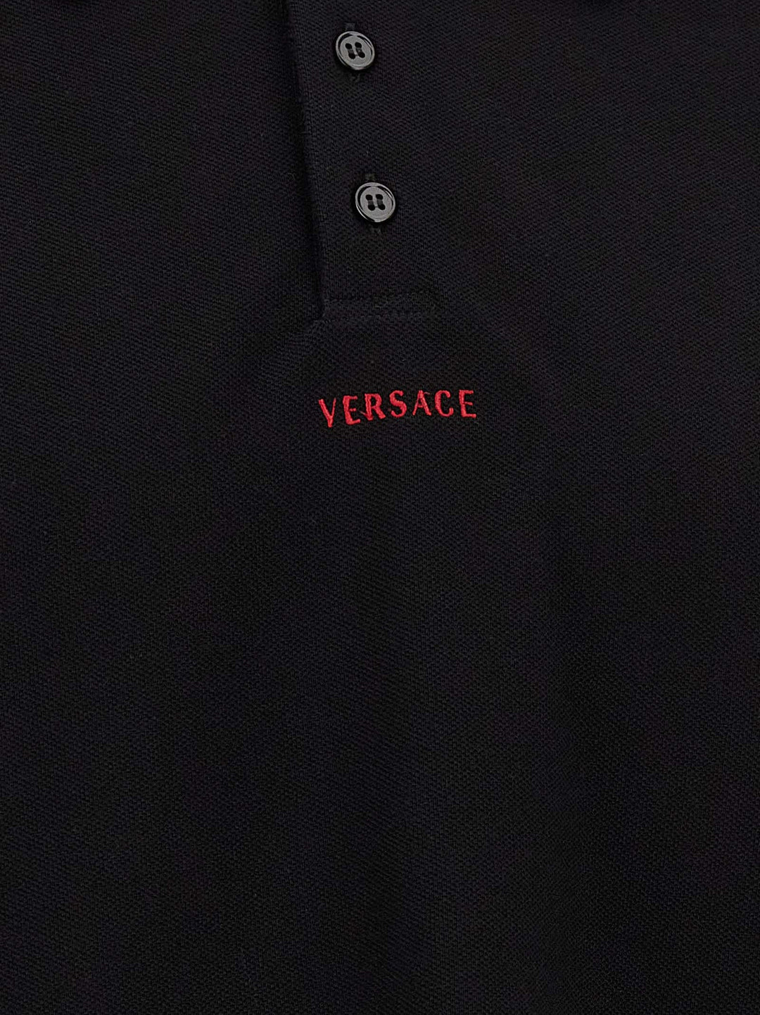 Versace Black Cotton Polo Shirt