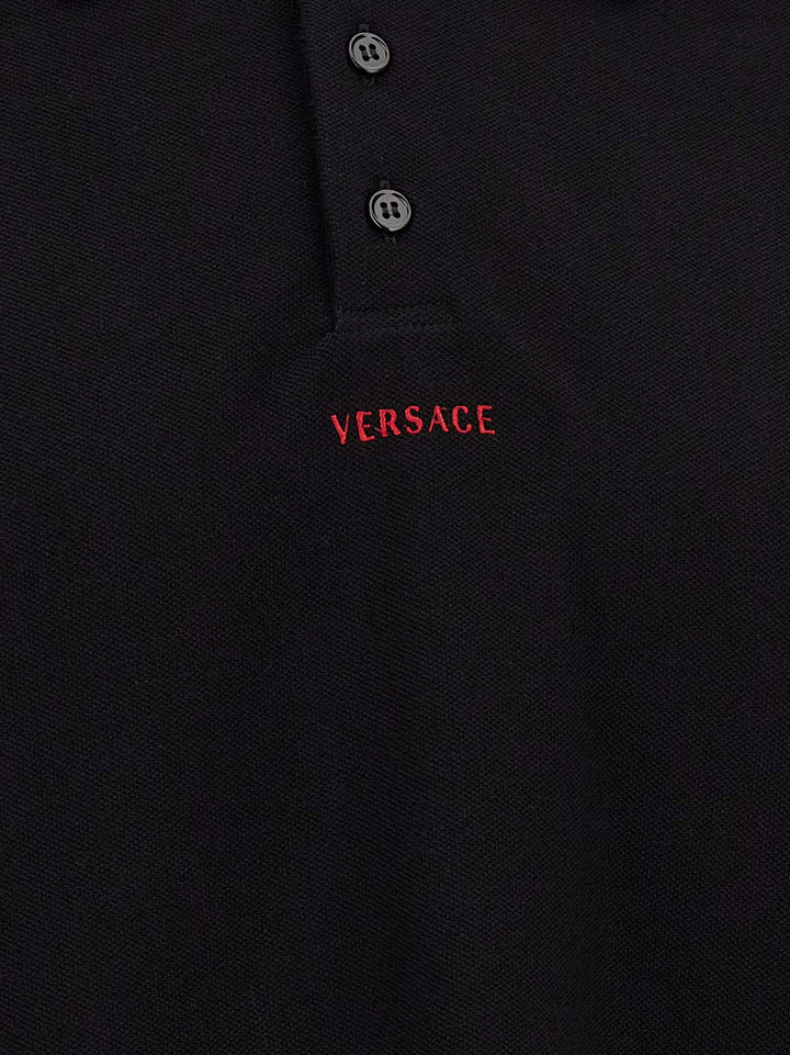 Versace Black Cotton Polo Shirt