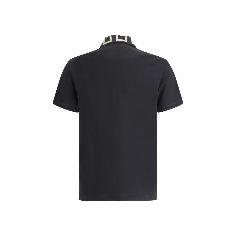 Versace Black Cotton Polo Shirt
