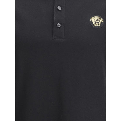 Versace Black Cotton Polo Shirt