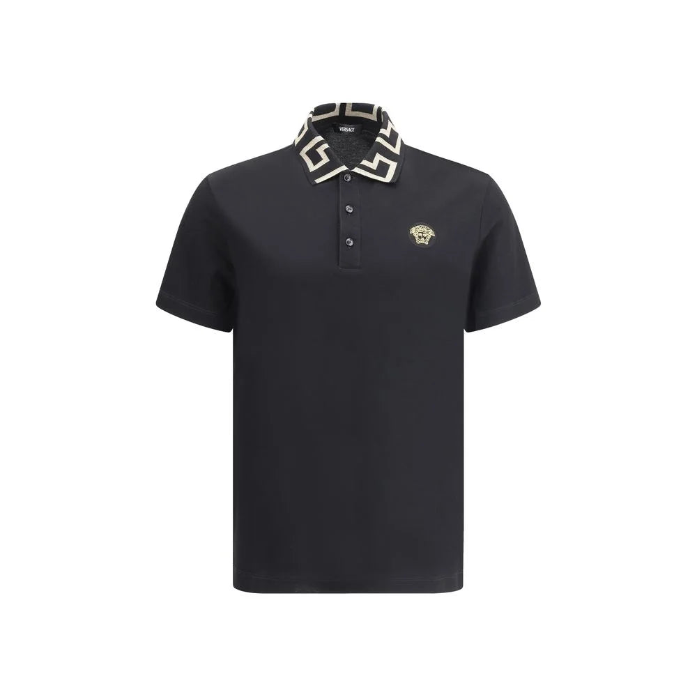 Versace Black Cotton Polo Shirt