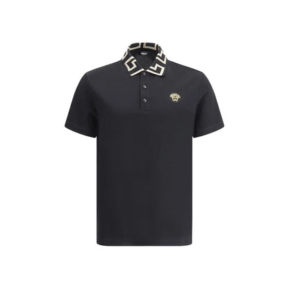 Versace Black Cotton Polo Shirt