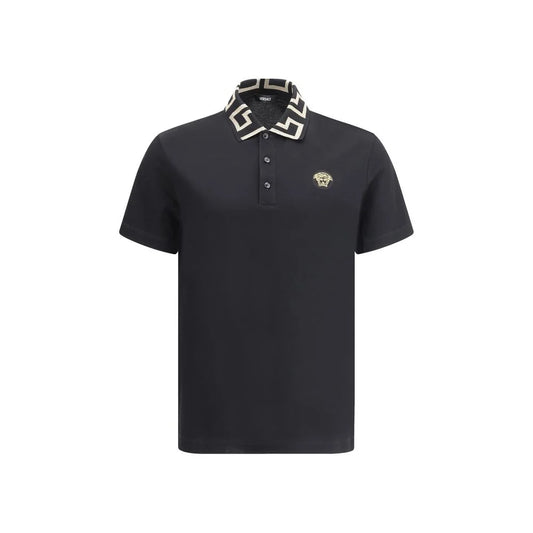 Versace Black Cotton Polo Shirt