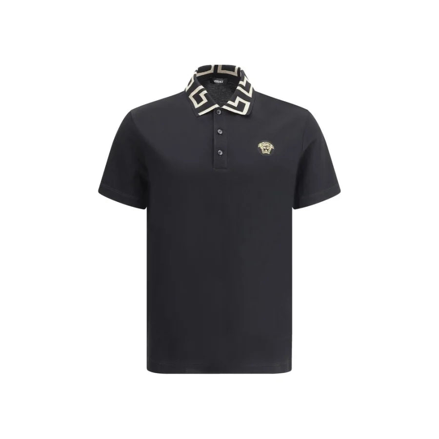 Versace Black Cotton Polo Shirt