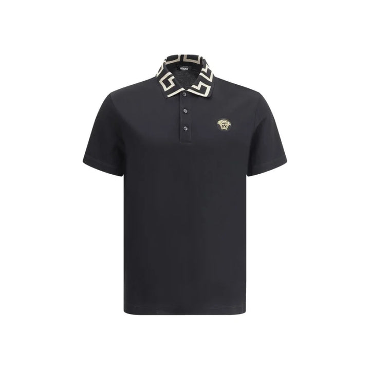 Versace Black Cotton Polo Shirt
