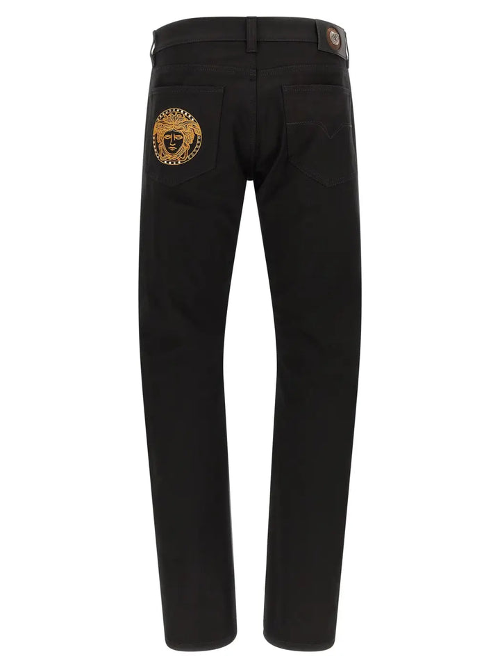 Versace Black Cotton Straight-leg Jeans