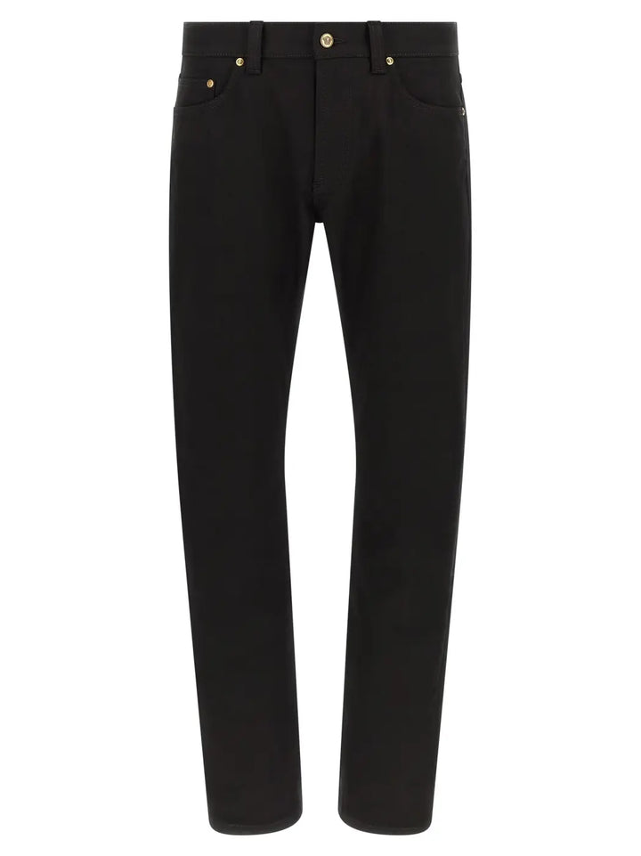 Versace Black Cotton Straight-leg Jeans