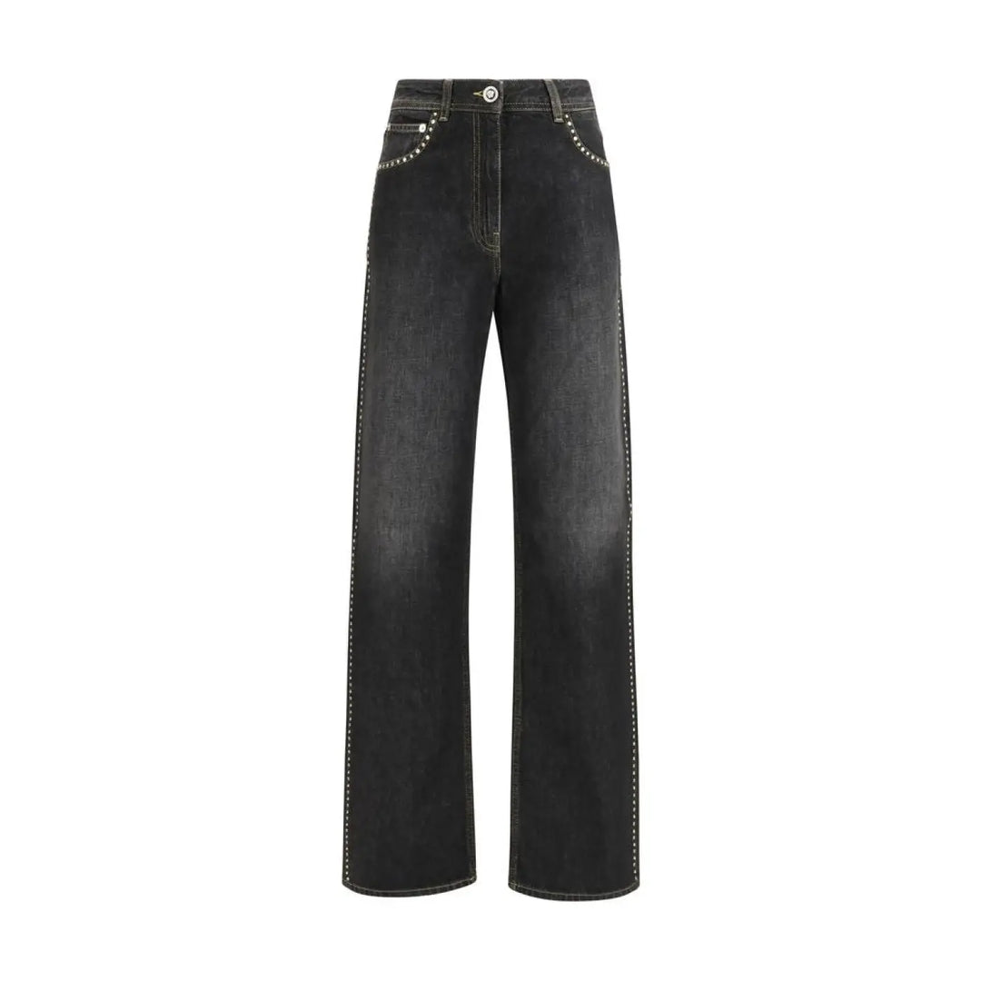 Versace Black Cotton Straight-leg Jeans