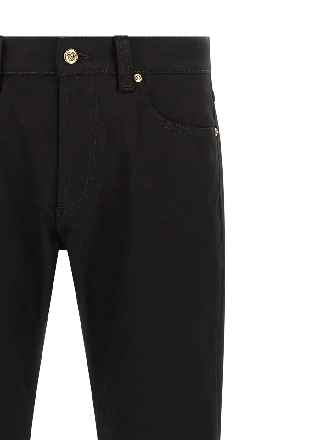 Versace Black Cotton Straight-leg Jeans