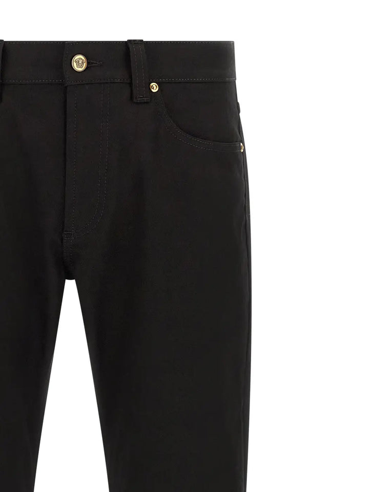Versace Black Cotton Straight-leg Jeans