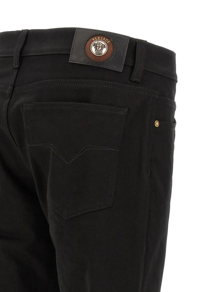 Versace Black Cotton Straight-leg Jeans