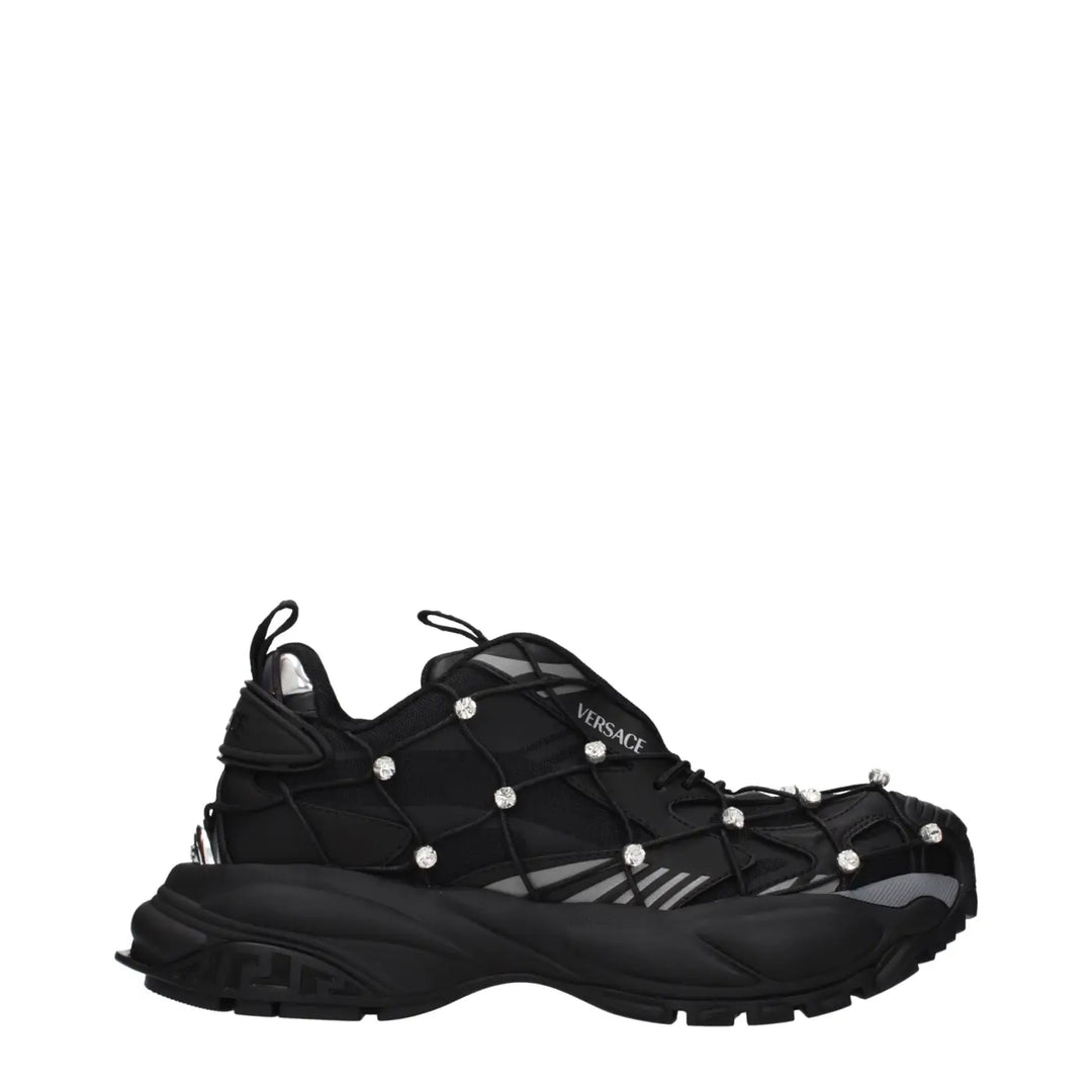 Versace Black Fabric Chunky Sneakers