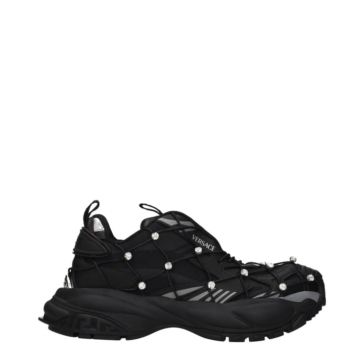 Versace Black Fabric Chunky Sneakers