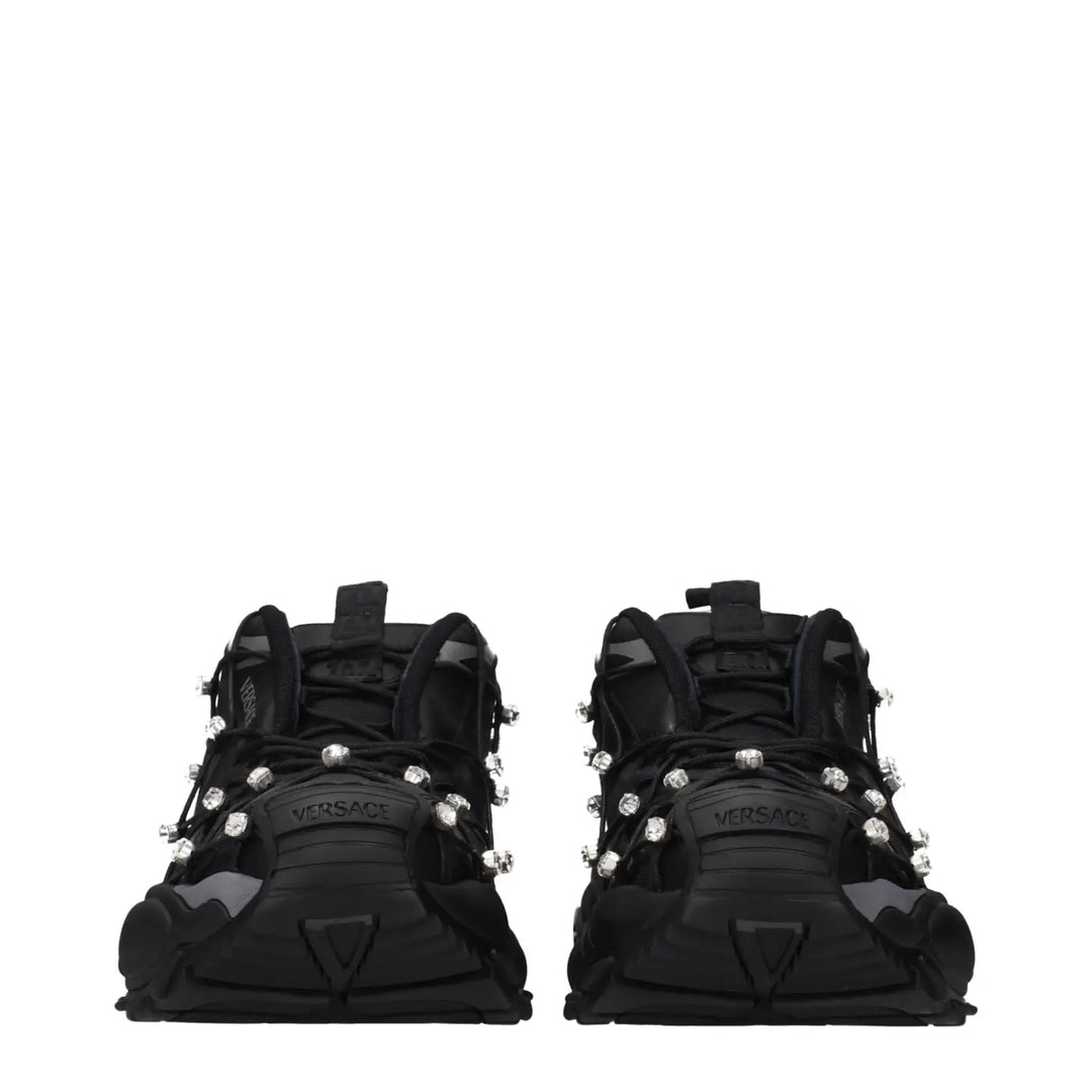 Versace Black Fabric Chunky Sneakers