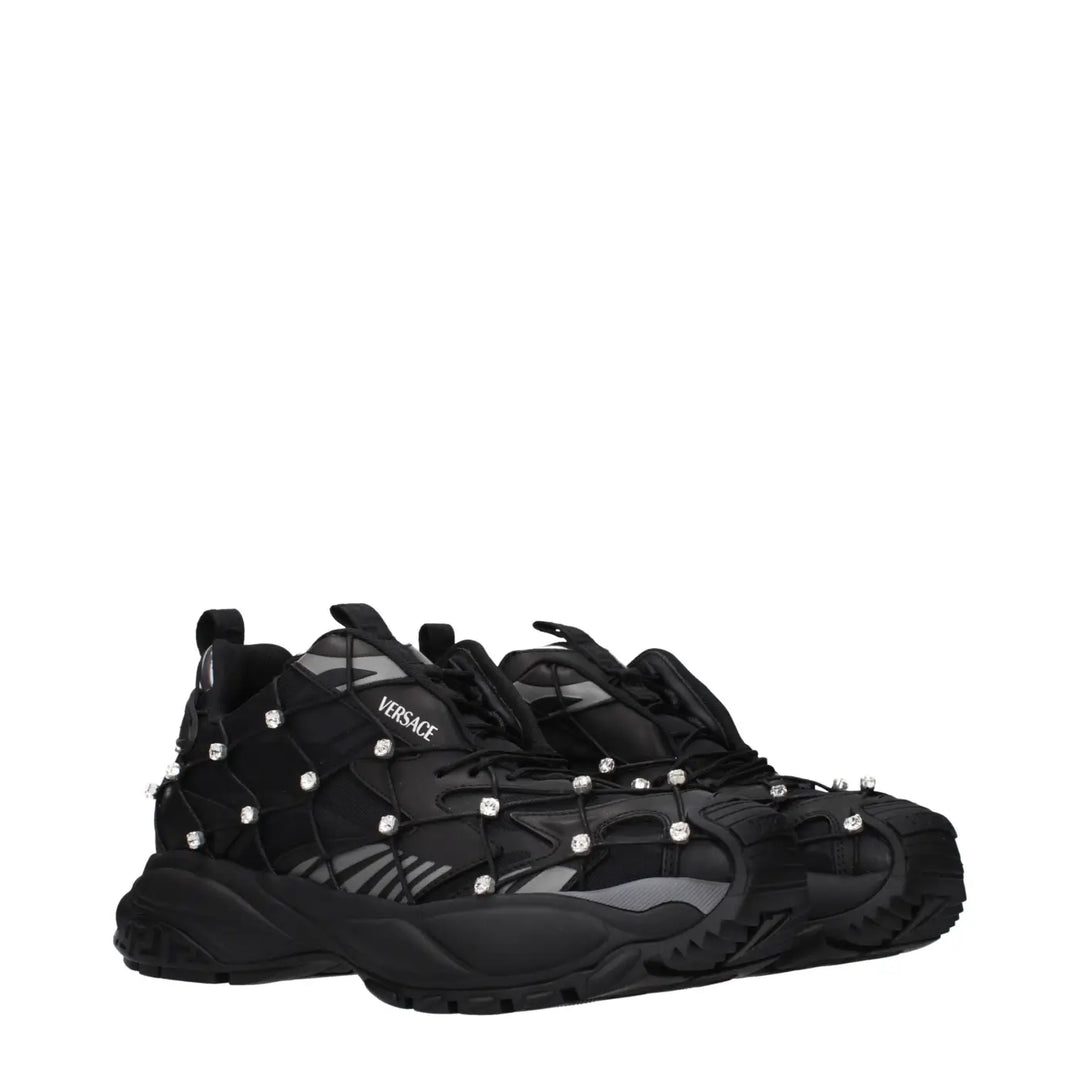 Versace Black Fabric Sneakers