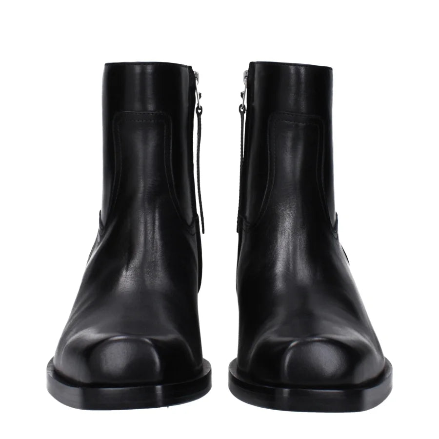 Versace Black Leather Ankle Boots