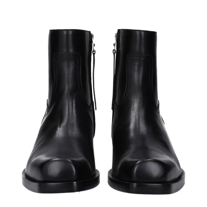 Versace Black Leather Ankle Boots
