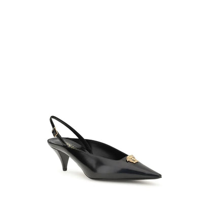 Versace Black Leather Mid Heel Pumps