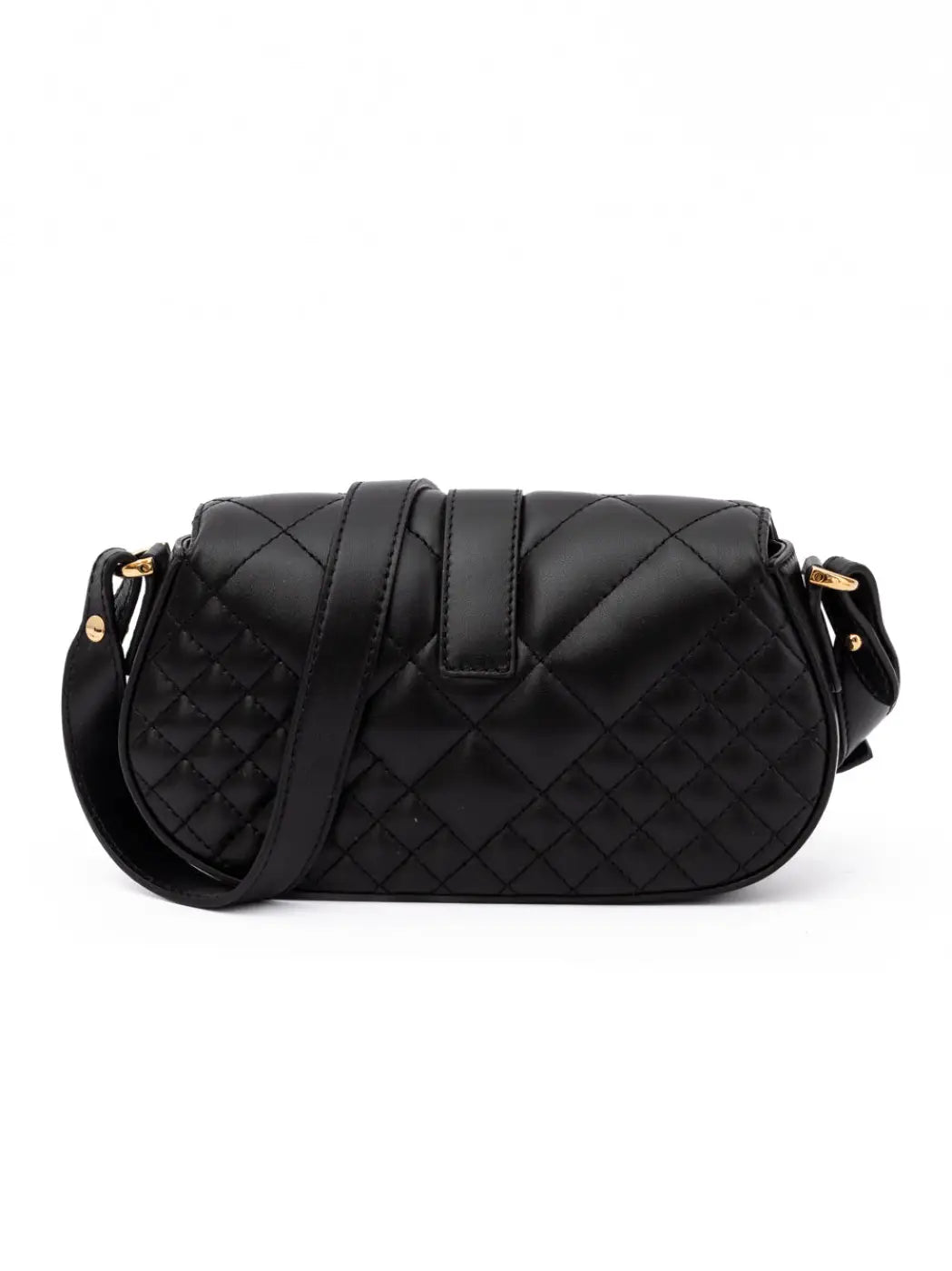 Versace Black Leather Quilted Shoulder Strap Bag