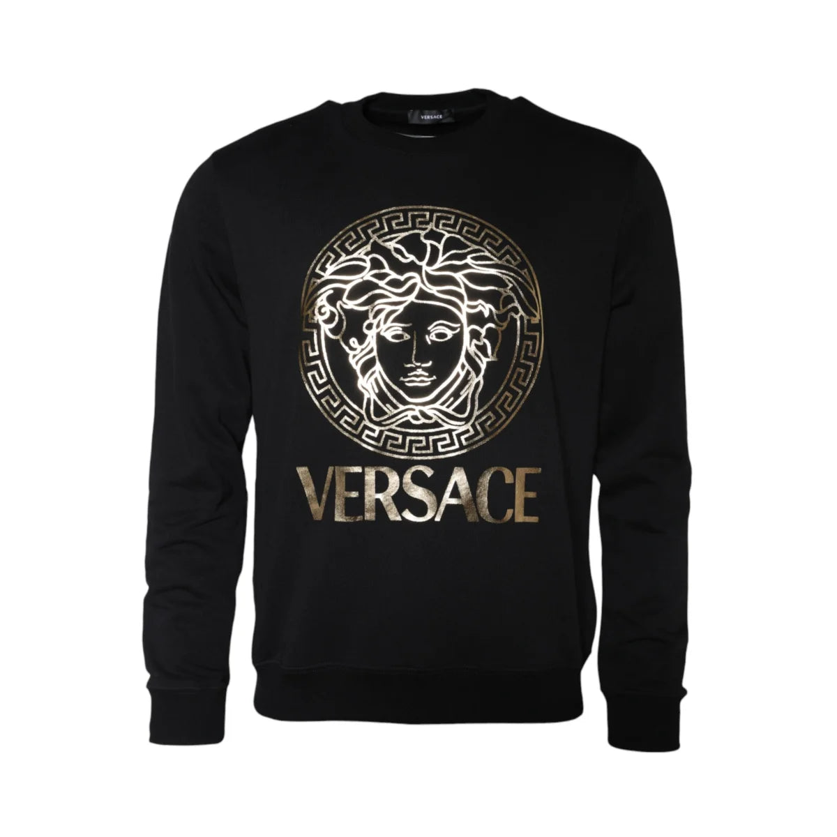 Versace Black Medusa Crew Neck Sweater Authentic Cotton Pullover