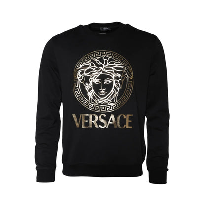Versace Black Medusa Crew Neck Sweater Authentic Cotton Pullover