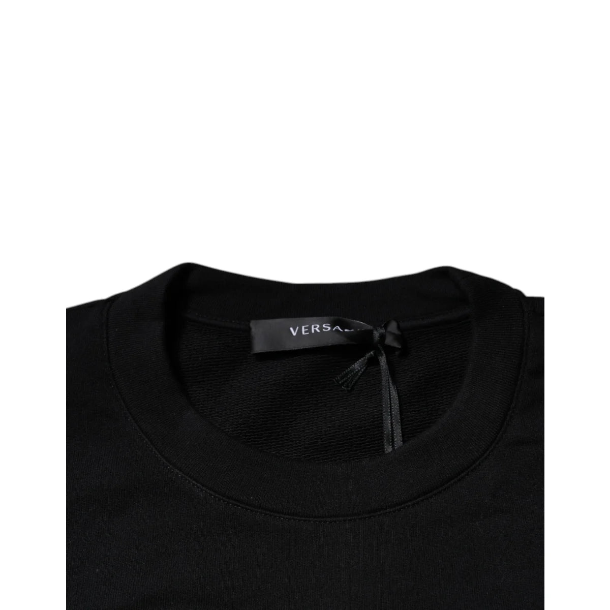 Versace Black Medusa Embroidered Cotton Pullover Sweater Crew Neck