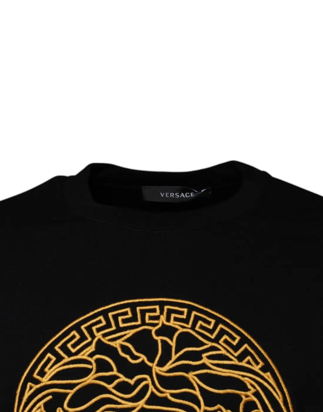 Versace Black Medusa Embroidery Crew Neck Pullover Sweater