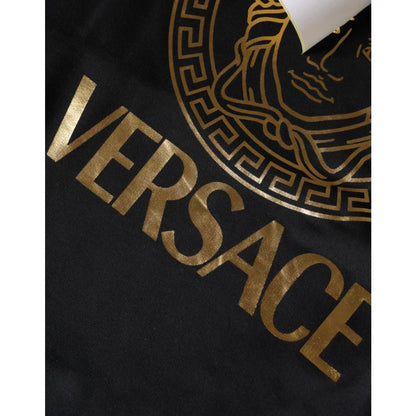 Versace Black Medusa Print Cotton Hoodie Sweater
