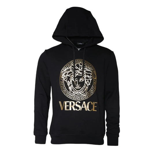 Versace Black Medusa Print Cotton Hoodie Sweater