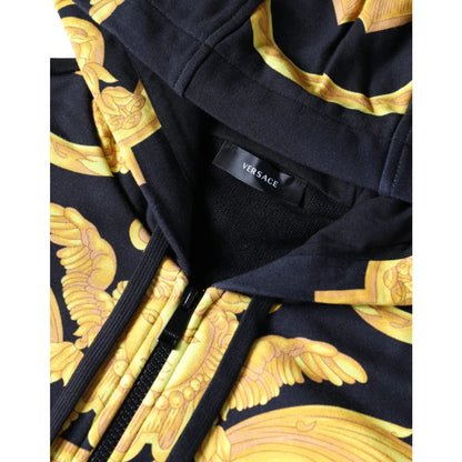 Versace Black Medusa Print Cotton Zip Hoodie Sweater