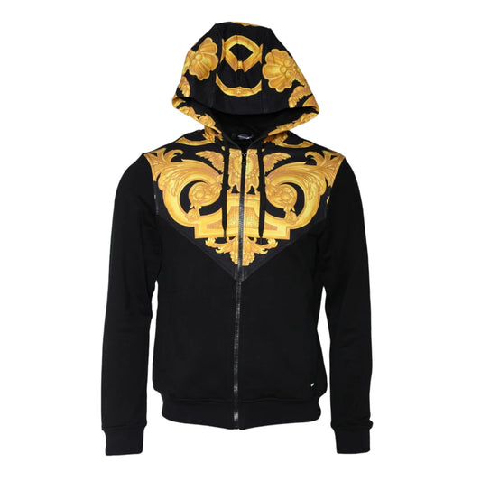 Versace Black Medusa Print Cotton Zip Hoodie Sweater