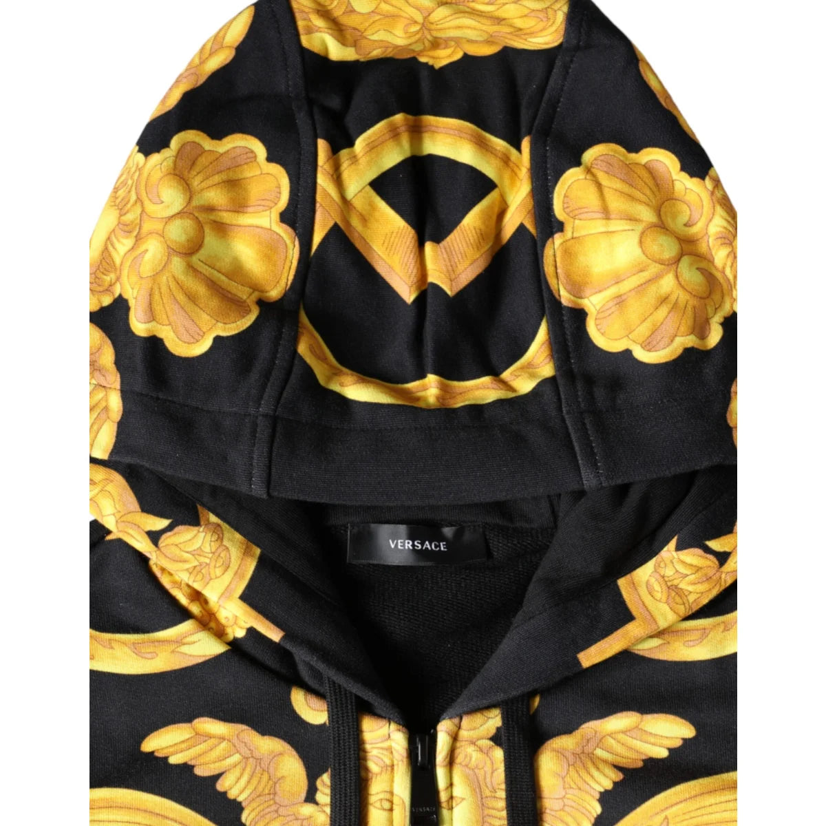 Versace Black Medusa Print Cotton Zip Hoodie Sweater