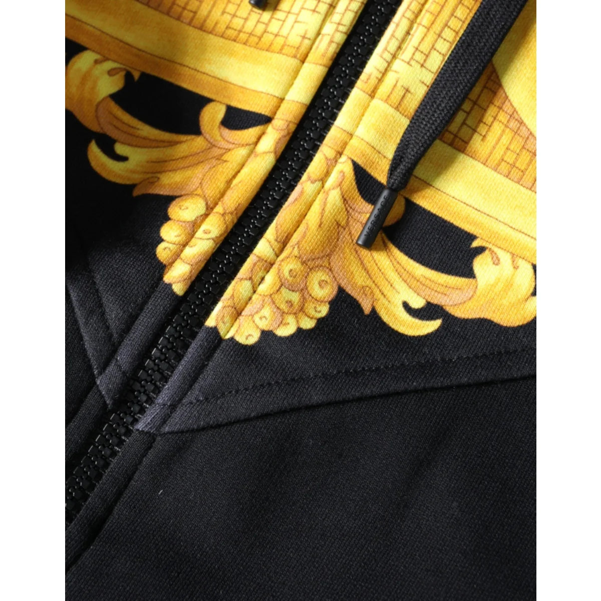 Versace Black Medusa Print Cotton Zip Hoodie Sweater